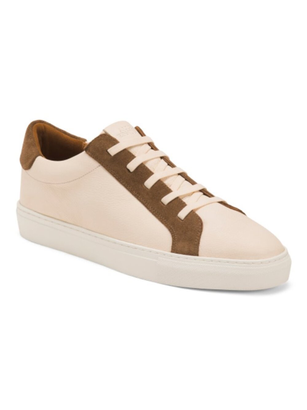 ALLEN EDMONDS Men's Taupe Leather Fisher Sneakers with Contrast Suede Detail